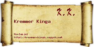 Kremmer Kinga névjegykártya